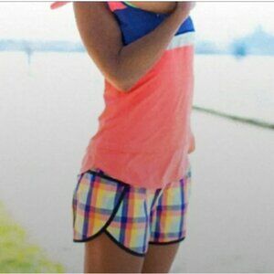 Lululemon Tracker Shorts Womens 4 Seawheeze 2013 Plaid Lined Running Shorts Rare